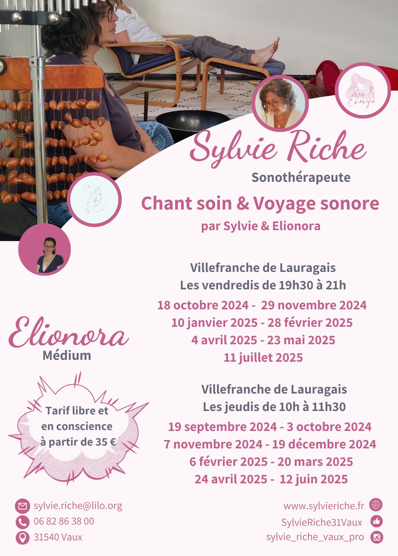 Planning chant soin et voyage sonore 24-25